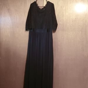 Black chiffon and lace evening gown